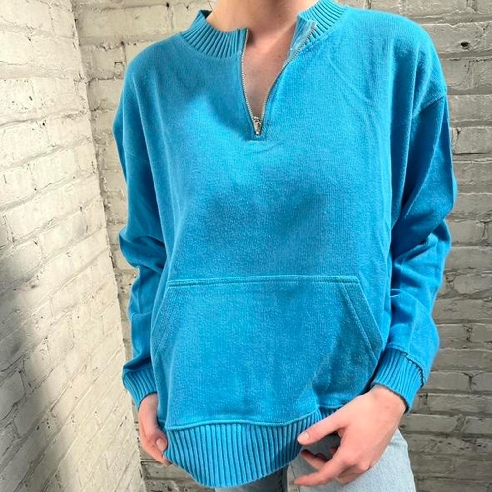 cozy & casual blue quarter zip